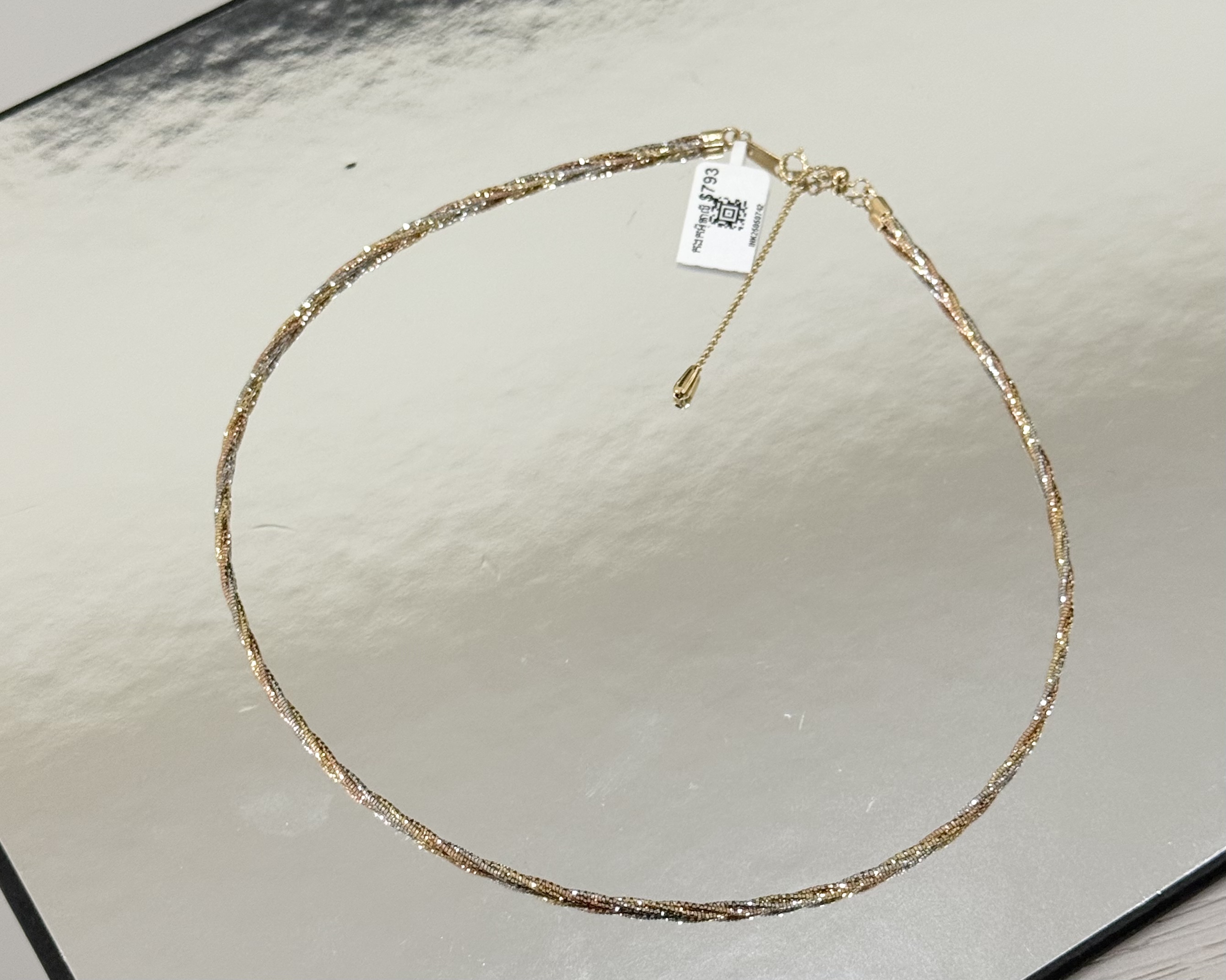 Round Rope necklace ,Italy Gold 18K